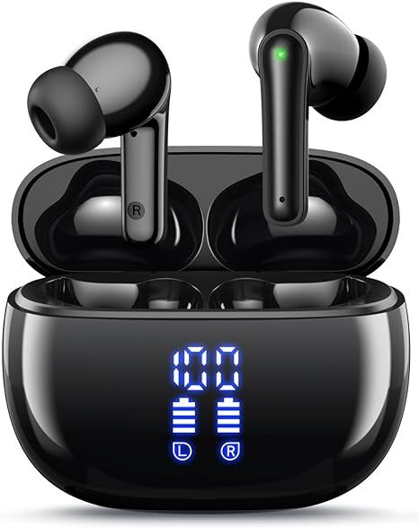 Wireless Earbuds Bluetooth Headphones, 40H Playtime Stereo IPX5 Waterproof Ear Buds, LED Power Display Cordless in-Ear Earphones with Microphone for iOS Andriod Cell Phone Sports Smartphone Store, Graduation Gifts For Guys, Best Seller Product, Mobile Store, Headphones Earbuds, Acoustic Design, Mobile Tech, Computer Camera, Gifts For Guys