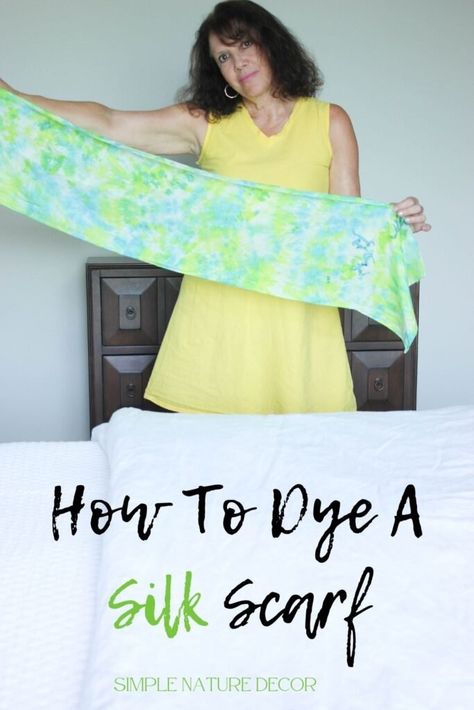 How To Dye A Silk Scarf Silk Scarf Tutorial, Diy Silk Scarf, Scarf Painting, White Silk Scarf, Hand Dyed Scarves, Hand Dyed Silk Scarf, Tie Dye Crafts, Tie Dye Scarves, Scarf Tutorial