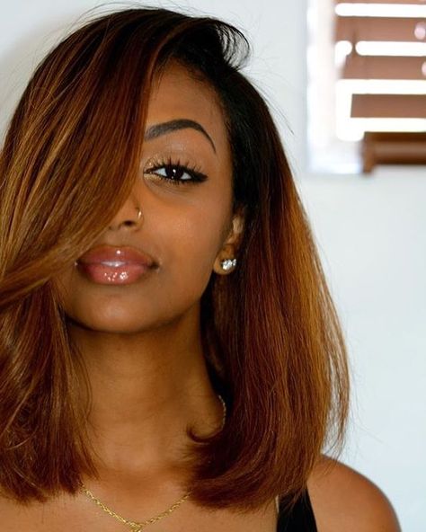 Hair Color For Dark Skin, Chic Bob, Hair African, Colors For Dark Skin, American Hairstyles, Ombré Hair, Hair Color For Women, Ombre Hair Color, African American Hairstyles