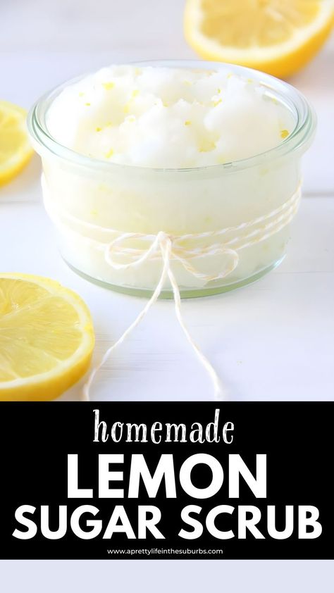 This Lemon Sugar Scrub is a simple and gentle scrub you can make with just 3 simple ingredients! Makes a great gift too. Lemon Scrub Recipe, Iced Tea Lemonade Recipe, Lemon Scrub, Coconut Sugar Scrub, Lemon Sugar Scrub, Vanilla Muffins, Homemade Scrub, Lemon Coconut, Lemon Sugar