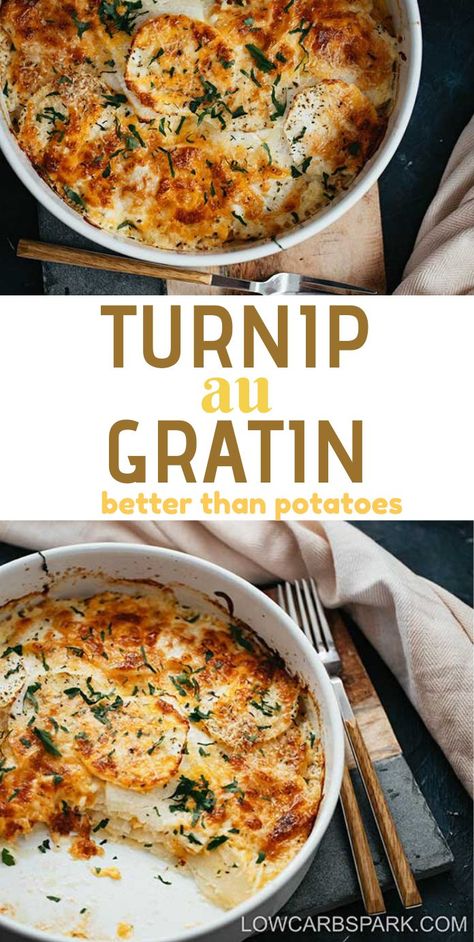 Turnip Au Gratin, Turnips Au Gratin, Turnip Gratin, Turnip Recipes, Au Gratin Recipes, Keto Side, Low Carb Sides, Low Carb Side Dishes, Turnips