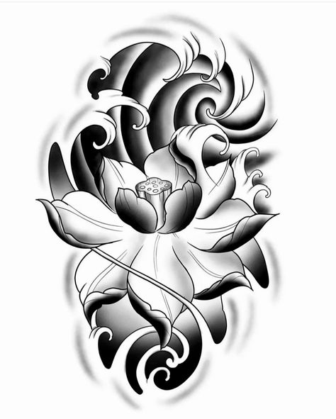 Tato Irezumi, Tato Realis, Koi Tattoo Sleeve, Traditional Japanese Tattoo Designs, Tattoo Japanese Style, Koi Tattoo Design, Lotus Flower Tattoo Design, Japanese Flower Tattoo, Rose Drawing Tattoo