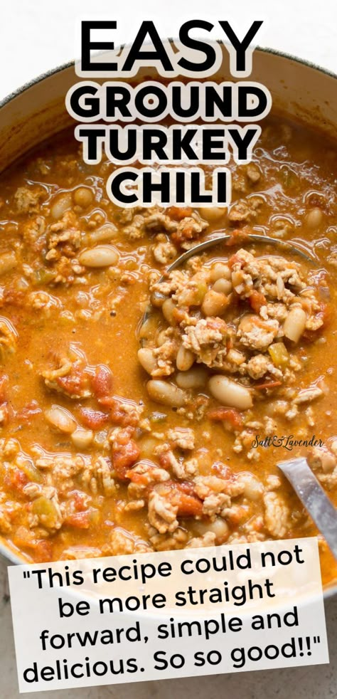 Turkey White Bean Chili, White Bean Chili Recipe, Ground Turkey Chili, White Bean Chili, Bean Chili, Turkey Chili, White Bean, Chili Recipe, Ground Turkey