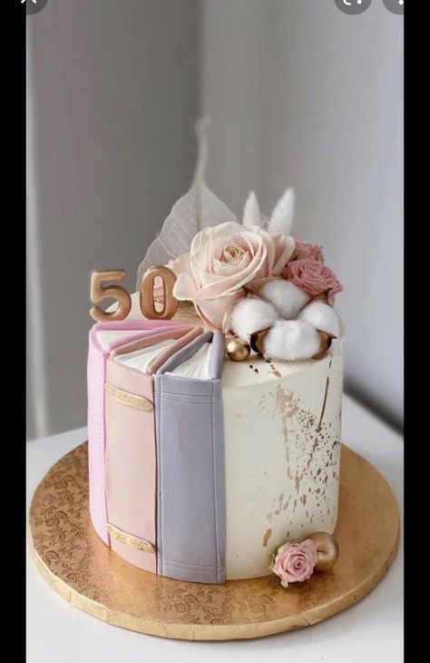 8th Birthday Cake, Mini Torte, Book Cakes, Elegant Birthday Cakes, Book Cake, Creative Cake Decorating, Cake Decorating Frosting, 50th Birthday Cake, Creative Birthday Cakes