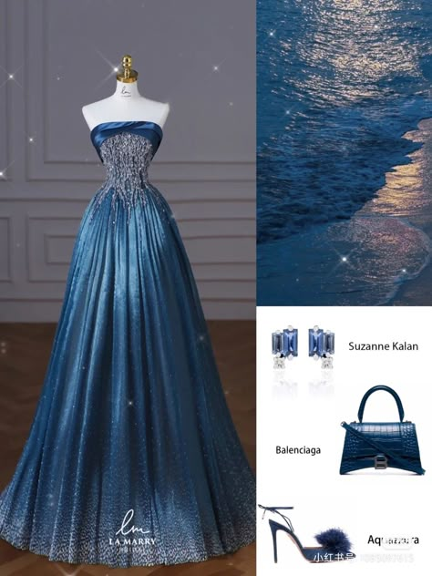 Blue Gowns Elegant, Gowns Dresses Elegant, 파티 드레스, Old Fashion Dresses, Fashion Sketches Dresses, Prom Dress Inspiration, Pretty Prom Dresses, Fairytale Dress, Gala Dresses