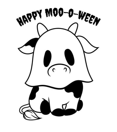 Cow Ghost, Cowboy Baby Style, Halloween Farm, Cow Icon, Cute Farm Animals, Cute Pumpkin Carving, Cow Tattoo, Chicken Drawing, Cow Drawing