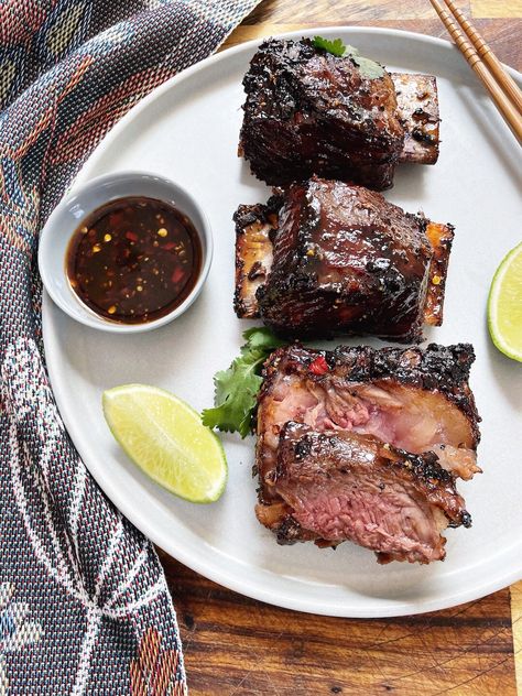 Vietnamese Short Ribs - “Suon Bo Nuong” Recipe — WHISKEY & BOOCH Vietnamese Short Ribs Recipe, Vermicelli Noodle Bowl, Asian Short Ribs, Types Of Cuisine, Vietnamese Pork, Rib Sauce, Bbq Marinade, Meat Marinade, Short Ribs Recipe