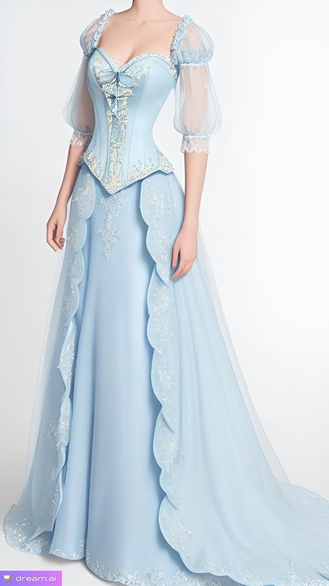 Lady In Waiting Dress, Blue Midevil Dresses, Pale Blue Fantasy Dress, Elegant Blue Medieval Dress, Luxury Blue Victorian Dress, Medieval Queen Dress Blue, Elven Dress, Fantasy Dresses, Effortlessly Chic Outfits