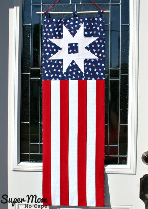 Patriotic Garden Path Banner Hung on Front Door Patriotic Garden, Diary Of A Quilter, Beginner Sewing Projects Easy, Garden Path, Leftover Fabric, Mini Quilts, Love Sewing, Sewing Projects For Beginners, Easy Sewing Projects