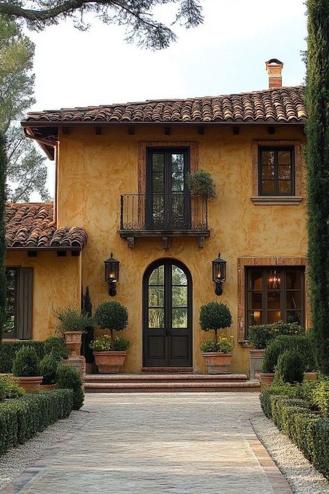 Tuscan Farmhouse Exterior, Tuscan House Exterior, Tuscan Villa Exterior, Tuscan House Design, Tuscany Houses, Italian House Exterior, Modern Tuscan Home, Tuscan Houses, Tuscan Exterior