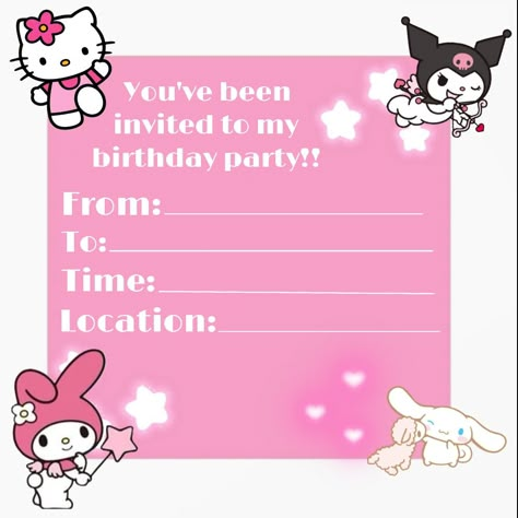 Kitty Birthday Invitations, Hello Kitty Invitation Card, Bday Invitation Card, Hello Kitty Birthday Invitations, Hello Kitty Birthday Theme, Hello Kitty Invitations, Hello Kitty Theme Party, Kitty Birthday Party, Sleepover Invitations