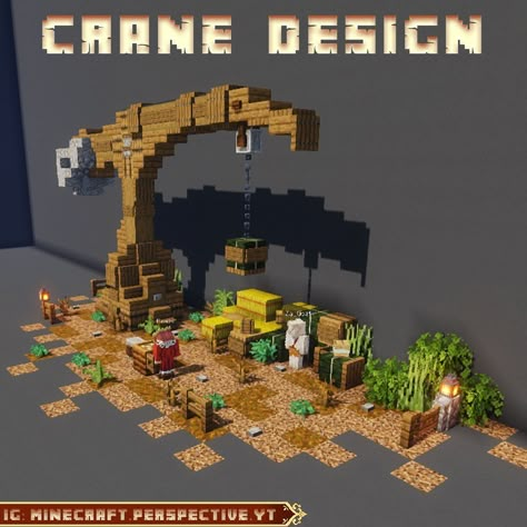 Minecraft Tentacle Build, Minecraft Crane Design, Post Apocalyptic Minecraft, Minecraft Mineshaft Ideas, Minecraft Crane, Minecraft Building Guide, Minecraft Steampunk, Minecraft Decoration, Minecraft Structures