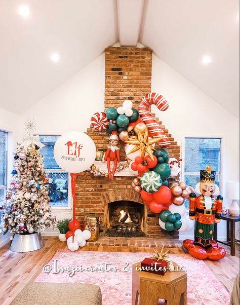 Oh what fun it is to Glam up the spaces with our cool balloons! #christmasdecor #christmasballoons #nutcracker #elfontheshelf #JumboBalloons #peppermint #candycanes Gingerbread Balloon Arch, Elf On The Shelf Balloon Garland, Nutcracker Christmas Balloons, Nutcracker Christmas Backdrop, Nutcracker Balloon, Cousins Christmas, Christmas Balloon Garland, Balloon Christmas, Bridal Shower Balloons