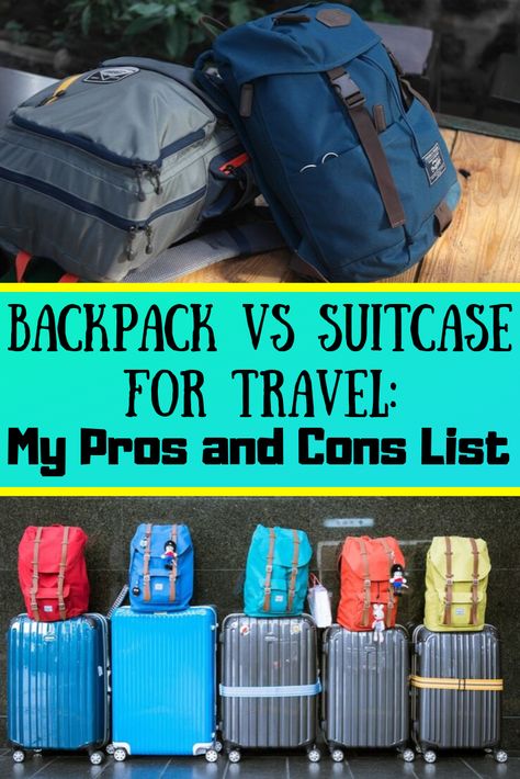 Which type of luggage you choose depends on your destination and style of travel. For some trips, a backpack offers greater convenience. Sometimes a suitcase is the better option. This backpack vs suitcase pros and cons list is designed to help you decide which type of luggage is better suited for your trip. #Backpacking #Suitcase #Backpack #Travel #Backpacker #Expat #Longtermtravel #InternationalTravel #TravelAbroad #Europe #SouthEastAsia #LatinAmerica #Packing #AdventureTravel #SoloTravel Vs Suitcase, Luggage Essentials, Backpack Suitcase, Pros And Cons List, Best Suitcases, Small Luggage, Suitcase Backpack, Shopify Marketing, Small Suitcase