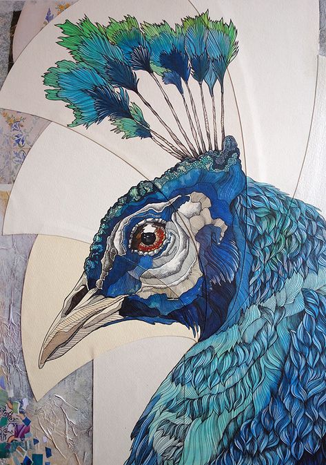 Drawing Blue, Pen Art Drawings, Peacock Painting, Peacock Art, Bird Artwork, Bird Wall Art, Art Appreciation, Bird Drawings, Portrait Illustration