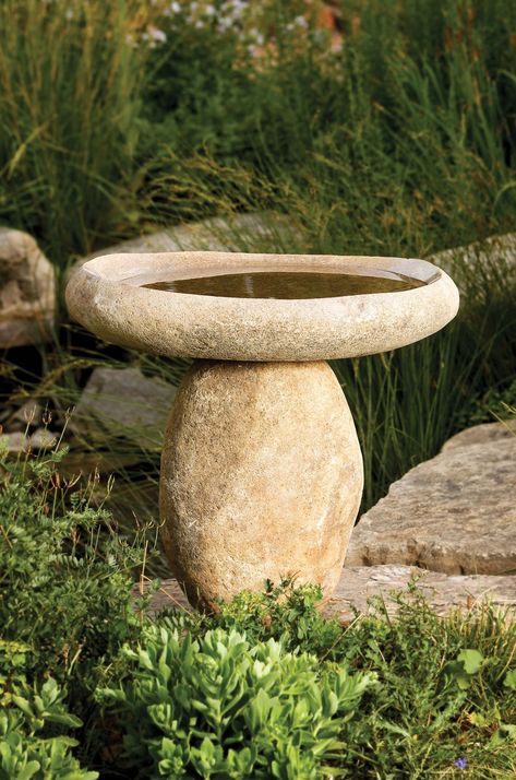 Wabi Bird Bath | Natural Stone Garden Decor | Stone Forest Stone Bird Baths, Fountain Design, Bird Bath Garden, Stone Garden, Wildlife Gardening, Garden Fountain, Unique Gardens, Garden Fountains, Stone Decor