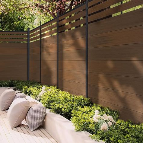 Amazon.com : Mondaria Semi-Closed Privacy Fence Panels with 1 Post for Outside, 6ft(W) x 6ft(H), Wind Resistant Wood Plastic Composite Fencing Panels for Patio, Backyard, Garden and Pool, Black : Patio, Lawn & Garden Pool Black, Fencing Panels, Garden Vertical, Privacy Fence Panels, Garden Pathways, Composite Fencing, Design Backyard, Paver Designs, Sustainable Gardening