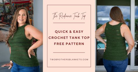 Crochet Tank Top Pattern - Radiance Tank - Free Pattern Crochet Tank Top Free, Crochet Tank Top Pattern, Tank Top Pattern, Stitches Crochet, Crochet Sweater Pattern Free, Front Post Double Crochet, Crochet Ladies Tops, Bracelets Easy, Stylish Crochet