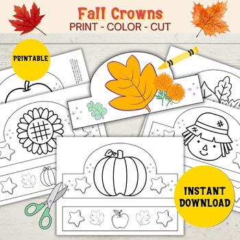 Celebrate the beauty of fall with these adorable Printable Fall Crowns! Ideal for Preschool, Kindergarten, and 1st Grade students, this set features 6 unique designs including  fall leaves,  pumpkins,  apples,  sunflowers, and a friendly scarecrow. These crowns make a perfect addition to your fall classroom activities, harvest festivals, or autumn-themed parties.Each crown is easy to print, color, and assemble, making it a fun and engaging craft for young learners. Whether you're a teacher looking for a seasonal classroom activity, a homeschool parent, or hosting a fall-themed event, these crowns will be a hit! Whats Included:6 different fall-themed crown designs PDF format for easy printing Perfect for classroom or at-home use How to Use:Print the crown designs . Let kids color and decora Crown Activity, Fall Crown, Seasonal Bulletin Boards, Fall Classroom Activities, Harvest Festivals, Butterflies Activities, Fall Classroom, Fall Lessons, Kids Thanksgiving