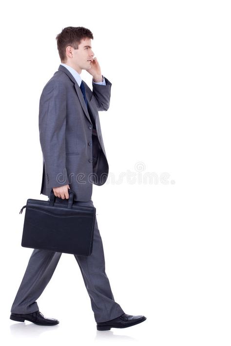 Man walking and talking on phone. Side view of a hurrying business man talking o , #spon, #phone, #Side, #talking, #Man, #walking #ad Man Walking Side View, Guy On Phone, Business Man Reference, Man In Suit Side View, Suit Side View, Person Walking Reference Side, Walking Side View Drawing Reference, People Walking Side View, Business Man Drawing