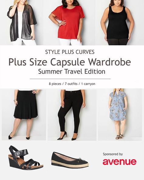 Plus Size Capsule Wardrobe, Travel Edition – Sponsored by Avenue Plus Size Travel Capsule Wardrobe, Plus Size Travel Clothes, Black Travel Dress, Plus Size Capsule, Girly Wardrobe, Wardrobe Plus Size, Plus Size Travel, Plus Size Minimalist Wardrobe, Holiday Minimalist