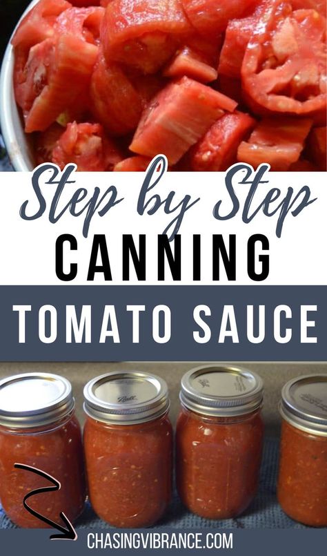 How to Can Tomato Sauce at Home using this step by step guide filled with experience, tips and answers to all your questions about home canning tomato sauce! Plus the best, versatile tomato sauce recipe for every kind of pasta under the sun. Tomato Sauce For Canning, Canned Sauces, Canning Tomatoes Water Bath, Canning Tomato Sauce, Canning Fruit Recipes, Canning Tomatoes Recipes, Water Bath Canning Recipes, Can Tomato Sauce, Pressure Canning Recipes