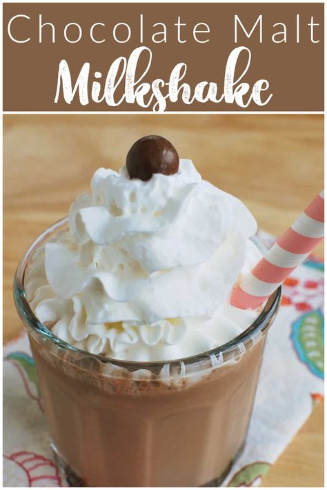 The most delicious Chocolate Malted Milkshake! Only 3 ingredients and it tastes just like a frozen Whoppes candy! Malted Milkshake, Chocolate Milk Powder, Malt Recipe, Malt Milkshake, Banana Bundt Cake, Banana Bundt, Malted Milk Balls, Chocolate Malt, Malted Milk