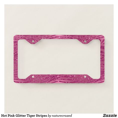 Pink License Plate, Custom License Plate Frames, Glitter Car, Girly Print, Hot Pink Glitter, Personalized License Plates, Personalized Plates, Car License, Simple Pins