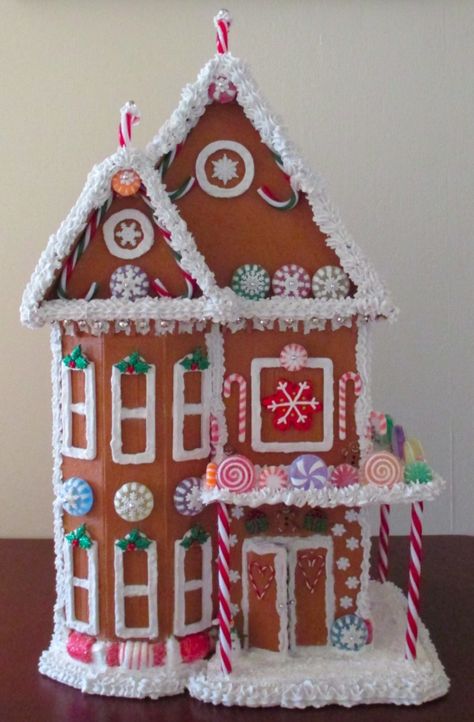 Fake Gingerbread House Diy, Faux Gingerbread House Diy, Fake Gingerbread House, Faux Gingerbread House, Gingerbread House Diy, Faux Gingerbread, Xmas Village, Gingerbread House Candy, Ginger Bread House Diy