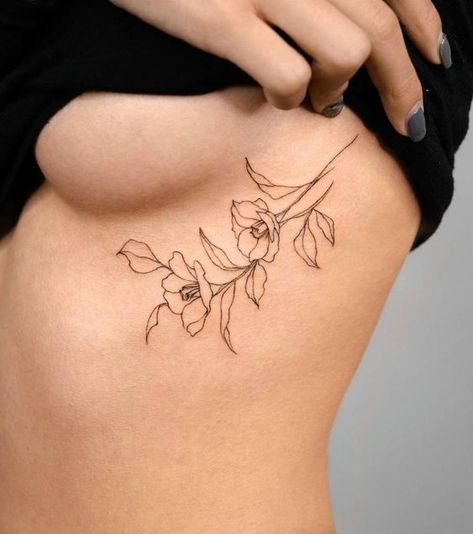 Camellia Flower Tattoo, Flower Rib Tattoo, Flower Tattoo On Ribs, Rib Tattoos For Women, Dragon Tattoo For Women, Chest Tattoos For Women, Tattoos Women, Small Hand Tattoos, Cute Tattoos For Women