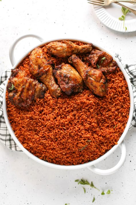 Jollof Rice Nigerian, Party Jollof Rice, African Rice, Nigerian Jollof Rice, Black Bean Ground Beef, Nigerian Foods, Recipes African, Nigeria Food, Gastronomy Food