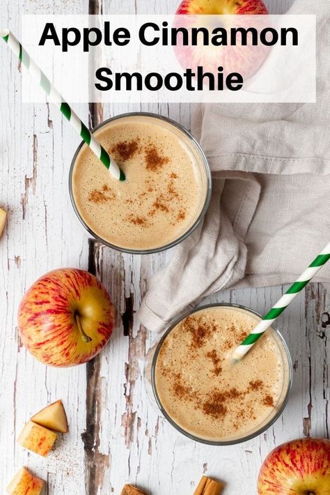 Cinnamon Apple Smoothie Apple Cinnamon Smoothie, Cinnamon Smoothie, Smoothies Vegan, Apple Smoothie, Applesauce Muffins, Apple And Cinnamon, Smoothies With Almond Milk, Apple Pie Spice, Cinnamon Apple