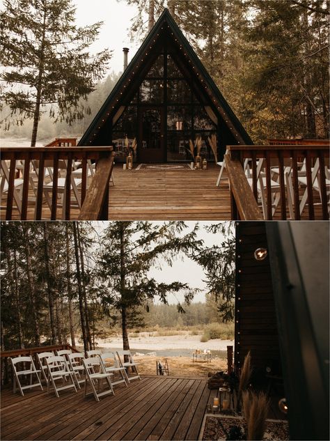 Mt Rainier National Park Wedding, A Frame Couple Photoshoot, Wedding At A Cabin, Oregon Airbnb Wedding, Forest Wedding Elopement, A Frame Elopement, Mt Rainier Wedding, Oregon Micro Wedding, Forest Micro Wedding