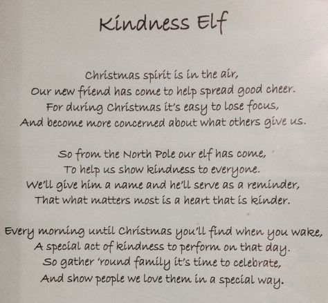 Cute alternative to elf on a shelf Kindness Elves Letter, Elves Ideas, Kindness Elf, Christmas Robot, Christmas Bingo Printable, Classroom Elf, Christmas Kindness, Xmas Jokes, Kindness Ideas