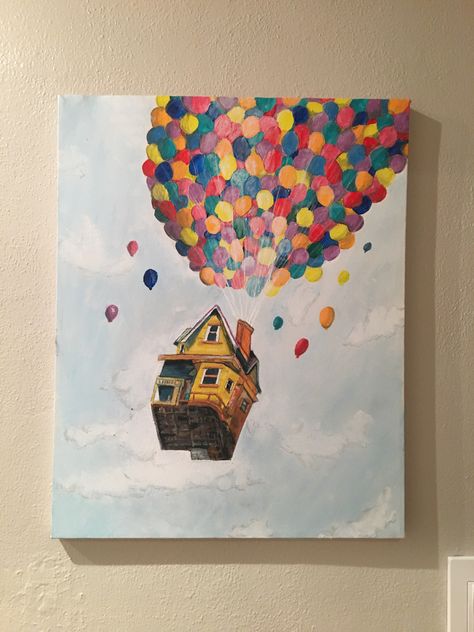 House From Up Painting, Up House Painting, Up Painting, Disney Canvas Art, Fall Canvas Painting, Beach Art Painting, Disney Canvas, Art Painting Tools, Canvas Drawings