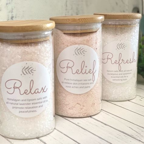 Bath Salt Containers, Mindful Gifts, Bath Salt Jars, Bath Salt Gift Set, Dandelion And Burdock, Relax Bath, Bath Salts Gift, Natural Bath Salts, Bath Salts Diy