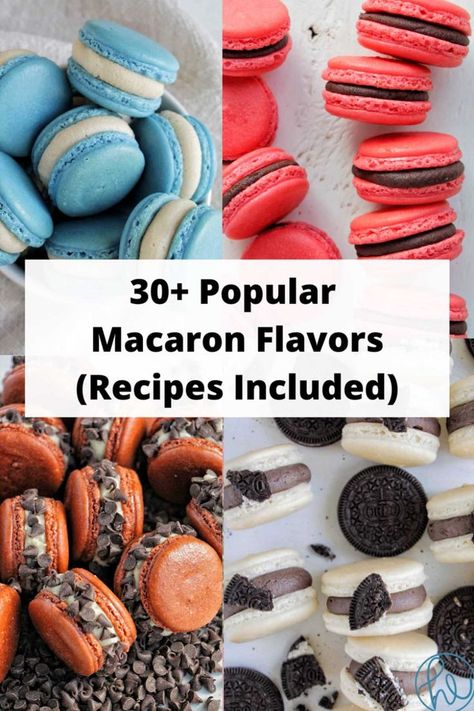 four flavors of macarons. Best Macaroon Recipe, Macaron Recipe Flavors, Macarons Flavors, French Macarons Flavors, Best Macaron Recipe, Macaroon Filling, Macaroons Flavors, Easy Macaroons Recipe, Best Macarons