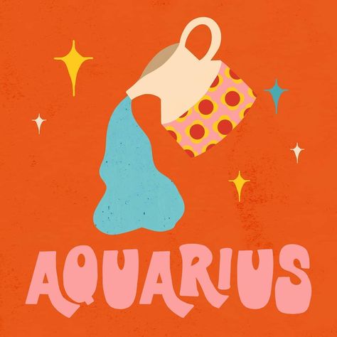 Made by Ellesse | Illustration on Instagram: “#Aquarius ✨” Aquarius Illustration, Taurus Illustration, Uni Room Decor, Zodiac Decor, Graphic Star, Star Signs Aquarius, Stickers Ideas, Sign Illustration, Uni Room