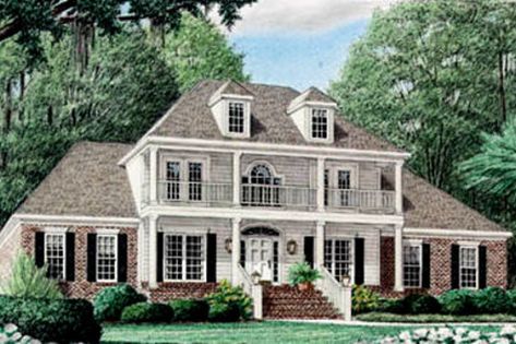 Plan #34-120 - Houseplans.com Southern Mansions Floor Plans, Colonial Farmhouse Plans, Southern Home Plans, Greek Revival House Plans, Southern Colonial House Plans, Low Country House Plans, Southern Style Homes, Southern Style House Plans, Southern House Plan