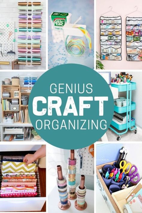 If your house is overrun with paints, fabric, papers, or other craft supplies, these inventive organization ideas are just what you need. Here's how to organize your craft supplies in a way that makes crafting relaxing again! Tool Organization Ideas Diy, Painting Supplies Organization, Tool Organization Ideas, Craft Room Organization Diy, Craft Storage Cabinets, Craft Organisation, Craft Storage Organization, Art Supply Organization, Organize Craft Supplies