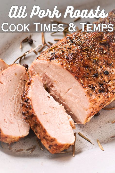 Master pork roast perfection, with the proper cooking times and internal temperatures for each cut to ensure safe savory meat! Air Fry Pork Tenderloin, Pork Roast Rub, Cooking Pork Shoulder, Air Fryer Pork Tenderloin, Fried Pork Tenderloin, Pork Sirloin Roast, Boneless Pork Loin Roast, Grilled Pork Loin, Smoked Pork Loin