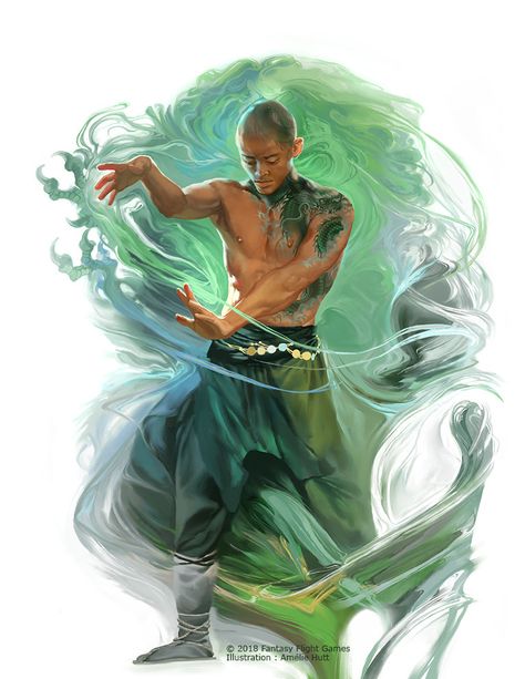 madcat-world: Dragon Monk - Amelie Hutt - RED art + animation Dragon Monk, Monk Dnd, Five Rings, Dungeons And Dragons Characters, Martial Artists, Fantasy Rpg, Fantasy Inspiration, Medieval Fantasy, Dnd Characters