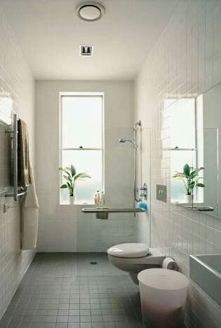 Bathroom Windows In Shower, Small Narrow Bathroom, Narrow Bathroom Designs, Small Bathroom Window, Small Shower Room, Bathroom Window Treatments, Bathroom Remodel Cost, Window In Shower, Narrow Bathroom