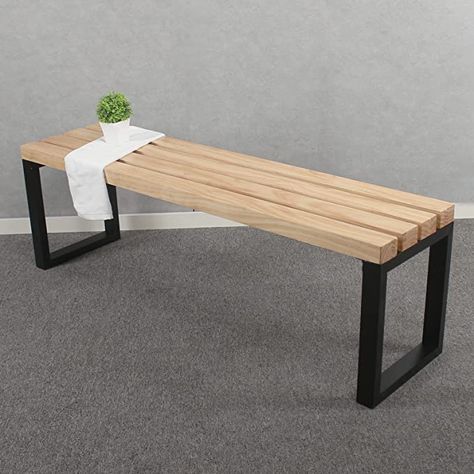 Bench Chair, Modern Garden Bench, Patio Bench Ideas, Wooden Benches, Wooden Benches Outdoor, Metal Wood Bench, Bench Metal Wood, Steel Bench Design Outdoor, Bench Dimensions Outdoor