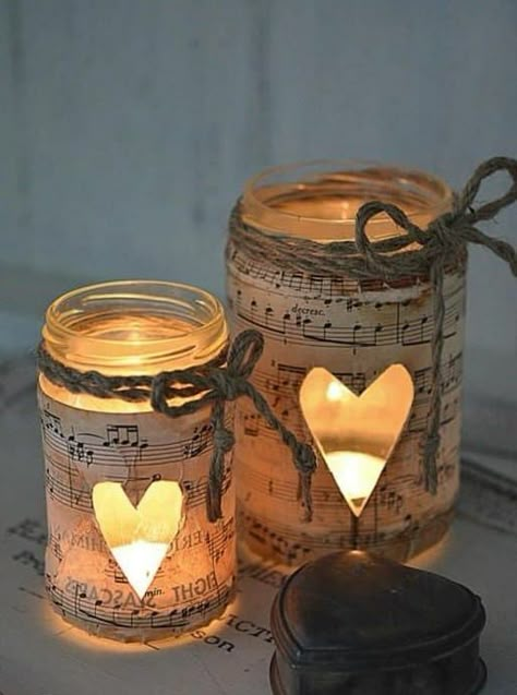 Music Candle, Easy Valentine Crafts, Mason Jar Projects, Mason Jar Crafts Diy, Jar Diy, Simple Valentine, Mason Jar Diy, Mason Jar Crafts, Valentines Day Decorations