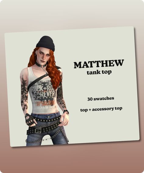 Sims 4 Clothing CC: Matthew Tank TOP Sims 4 Accessory Top, Sims Tops, Sims4 Clothing, Sims 4 Clothes Cc, Sims 4 Cc Download, Clothes Cc, Model Nails, Tank Top Outfits, Best Sims