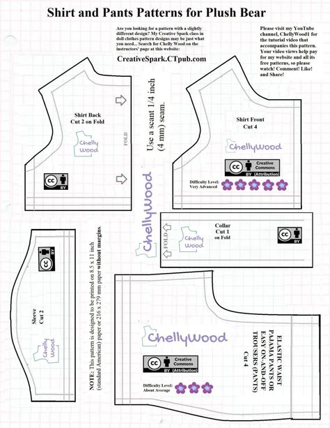 FREE Hawaiian shirt pattern for Chelly Wood’s “firefighter bear” and other 8 inch baby dolls - Free Doll Clothes Patterns Free Build A Bear Clothes Pattern, Doll Pants Pattern, Teddy Bear Shirt Pattern, Teddy Bear Tshirt Pattern, Bear Clothes Patterns Free, Bear Shirt Pattern, Build A Bear Clothes Pattern, Long Sleeve Shirt Pattern, Build A Bear Outfits