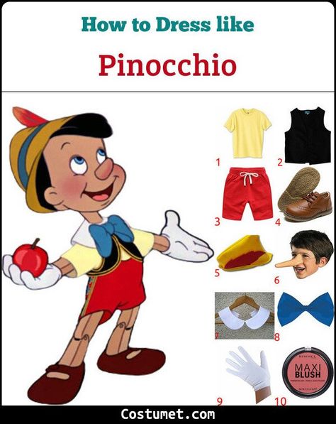 Book Character Costumes For Kids Boys, Pinocchio Hat Diy, Diy Pinocchio Nose, Pinocchio Costume Diy, Fairy Tale Characters Costumes, Pinocchio Family Costume, Pinnochio Costume Diy, Diy Pinocchio Costume, Pinocchio Costume