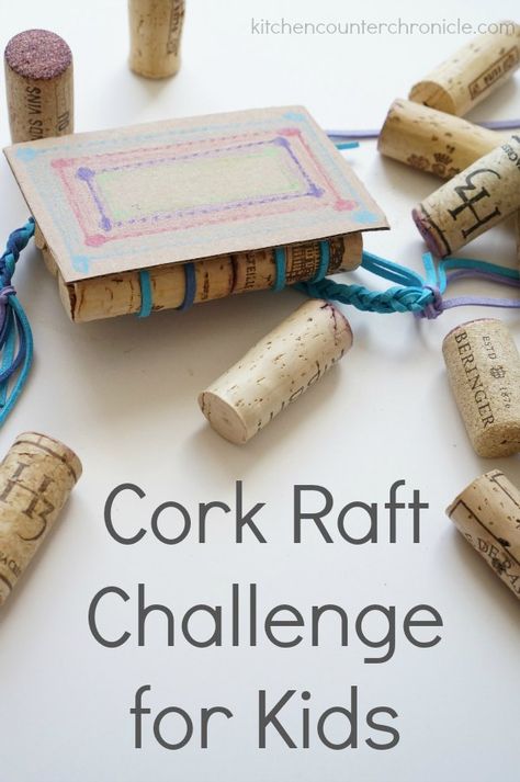 Cork raft challenge for kids - A fun kid design and build activity for kids. What will your kids make? Simple Machines Activities, Summer Stem Activities, Raft Building, Summer Stem, Stem Ideas, Engineering Activities, Cork Projects, Water Tray, Stem Challenge