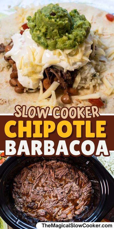 Copycat Barbacoa Chipotle, Crockpot Chipotle Shredded Beef, Crockpot Recipes Slow Cooker Beef, Barbacoa Slow Cooker, Copycat Chipotle Barbacoa, Instant Pot Beef Barbacoa, Crockpot Barbacoa, Beef Chipotle, Barbacoa Crock Pot